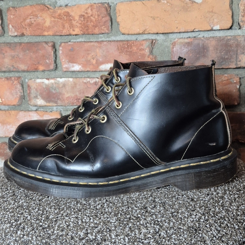 Dr. Martens Church Monkey Boots Vintage Men’s 10 Black Leather Rare Made in Lao